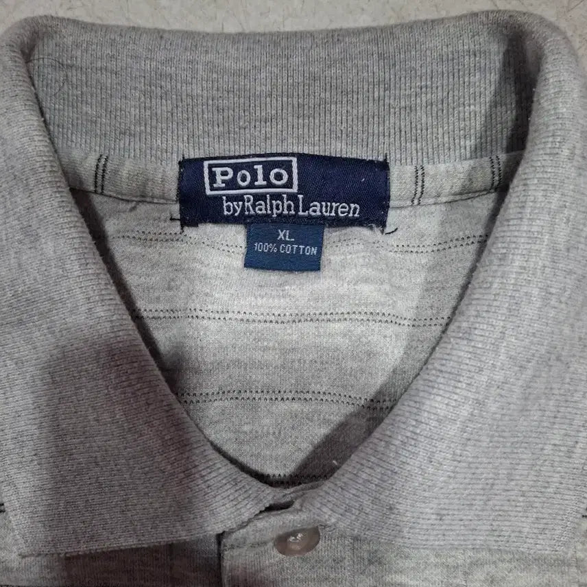 [BUNJANG] Polo Ralph Lauren Striped Short Sleeve Polo Shirt / 폴로 랄프로렌 스트라이프 반팔 카라티 회색
