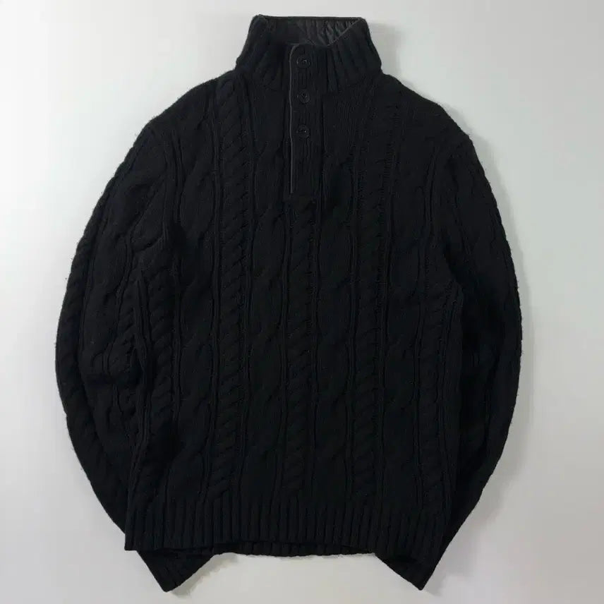 [BUNJANG] Polo Ralph Lauren Merino Wool Black Cable Half-Zip Knit Sweater / Polo  폴로 랄프로렌 메리노울 블랙 케이블 반집업 니트