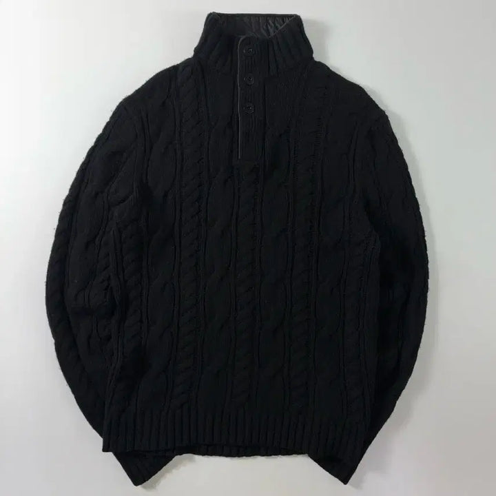 [BUNJANG] Polo Ralph Lauren Merino Wool Black Cable Half-Zip Knit Sweater / Polo  폴로 랄프로렌 메리노울 블랙 케이블 반집업 니트