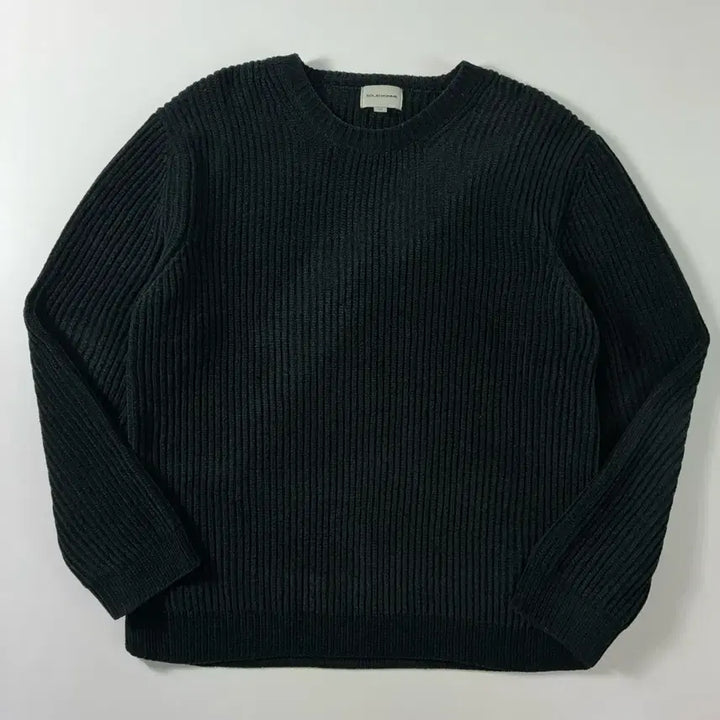 [BUNJANG] Solid Homme Deep Navy Ribbed Round Knit Sweater / Solid homme  솔리드 옴므 딥네이비 골지 라운드 니트