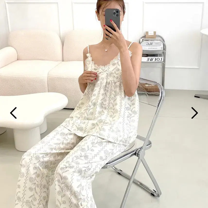 [BUNJANG] Floral Pattern 3-Piece Pajama Set / 플라워 패턴 3피스 잠옷 세트