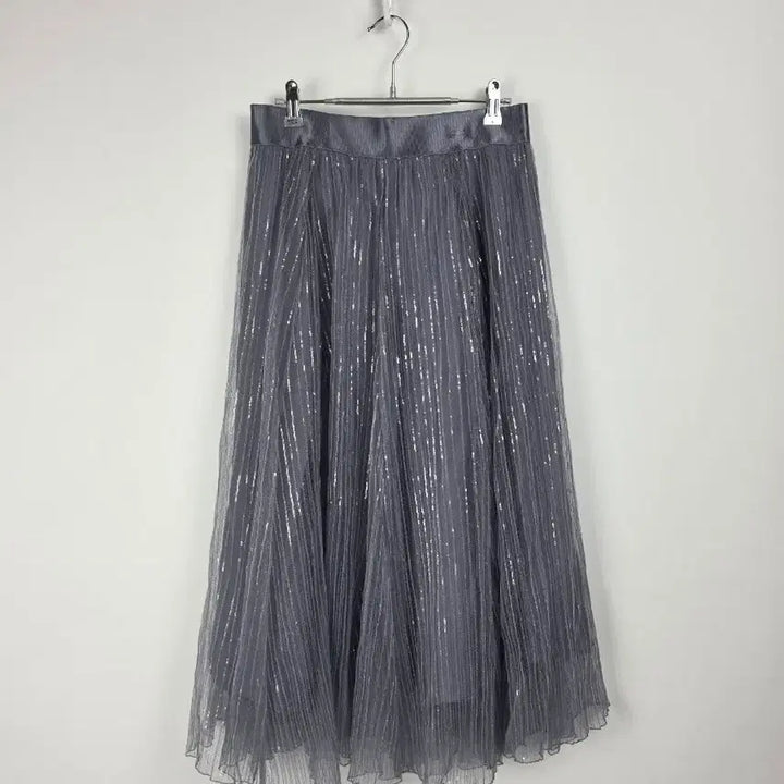 [BUNJANG] Obze Gray Chiffon Sequin Flare Long Skirt (Women&