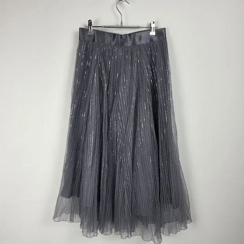 [BUNJANG] Obze Gray Chiffon Sequin Flare Long Skirt (Women&