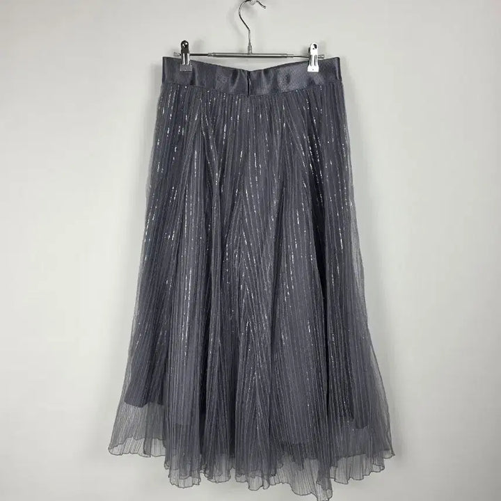 [BUNJANG] Obze Gray Chiffon Sequin Flare Long Skirt (Women&