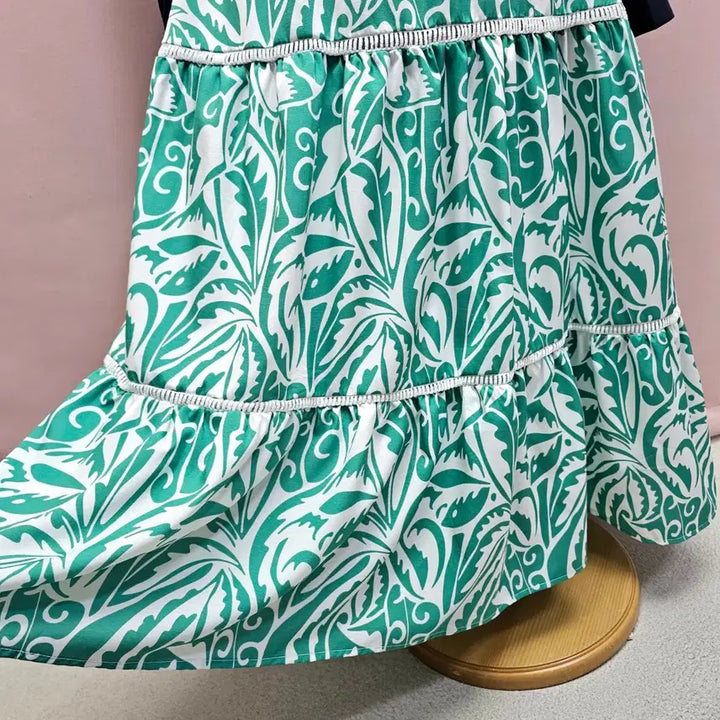 [BUNJANG] Green Pattern Long Skirt / 그린 패턴 롱스커트