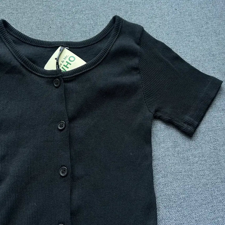 [SOLD OUT] 새상품) 버튼 골지 반팔 가디건