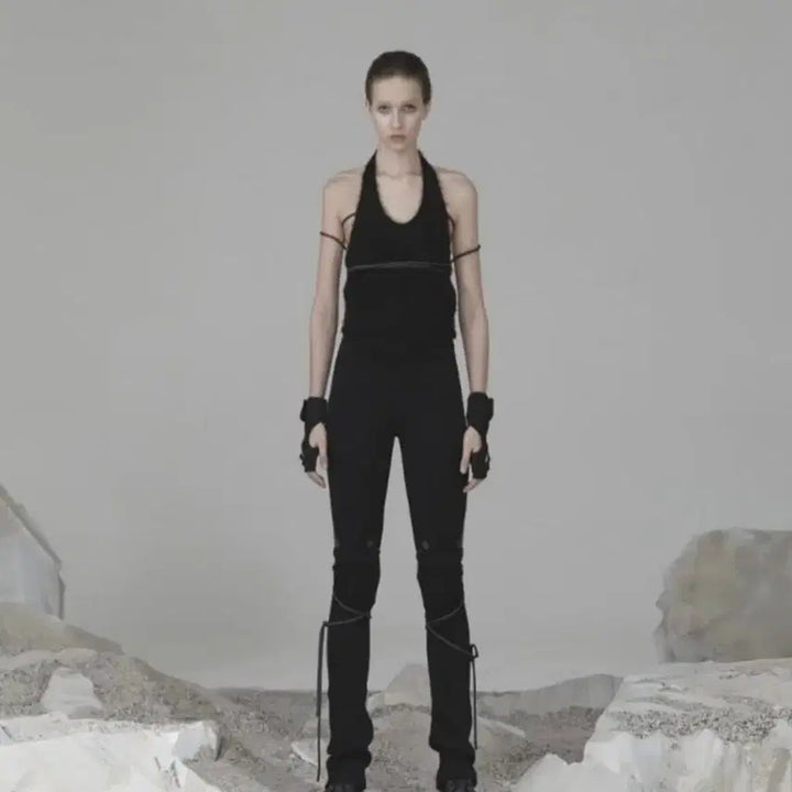 [BUNJANG] Ojos Strip Warmer Leggings Black Leg Warmers Pants / 오호스 스트립 워머 레깅스 블랙 레그워머 팬츠 바지 ojos