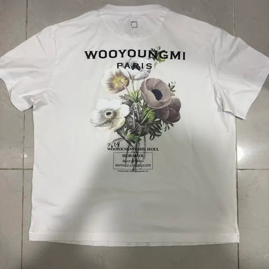 [BUNJANG] Wooyoungmi Flower White T-shirt / [당일출고,46사이즈] 우영미 플라워 화이트 반팔