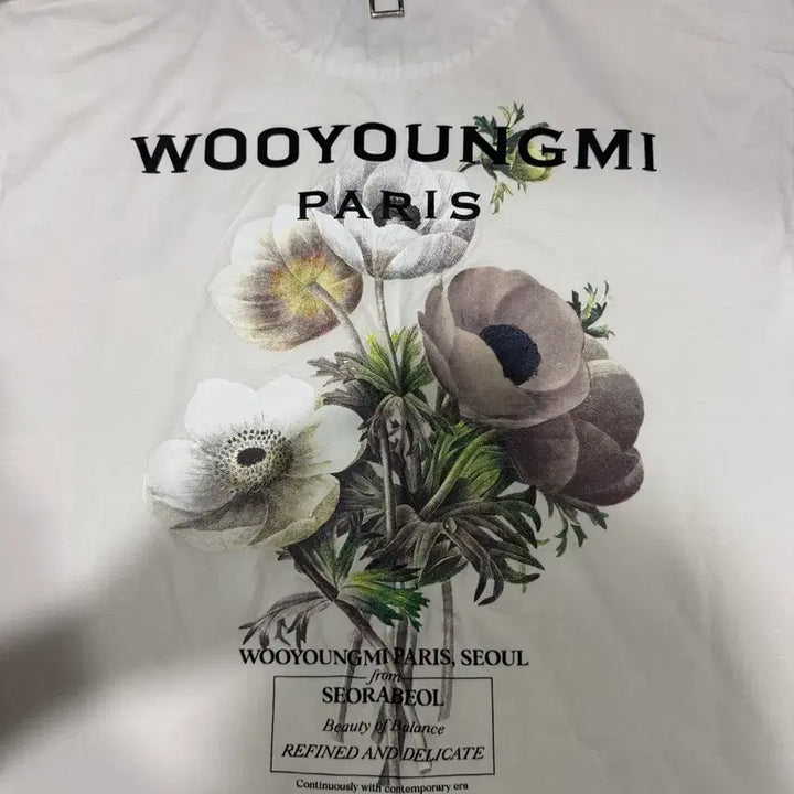 [BUNJANG] Wooyoungmi Flower White T-shirt / [당일출고,46사이즈] 우영미 플라워 화이트 반팔
