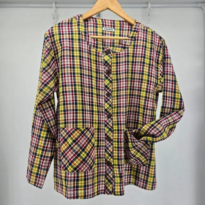 [BUNJANG] ALLA MODA Vintage Checkered Long Sleeve Shirt / 일본 빈티지 알라모다 체크무늬 긴팔 남방