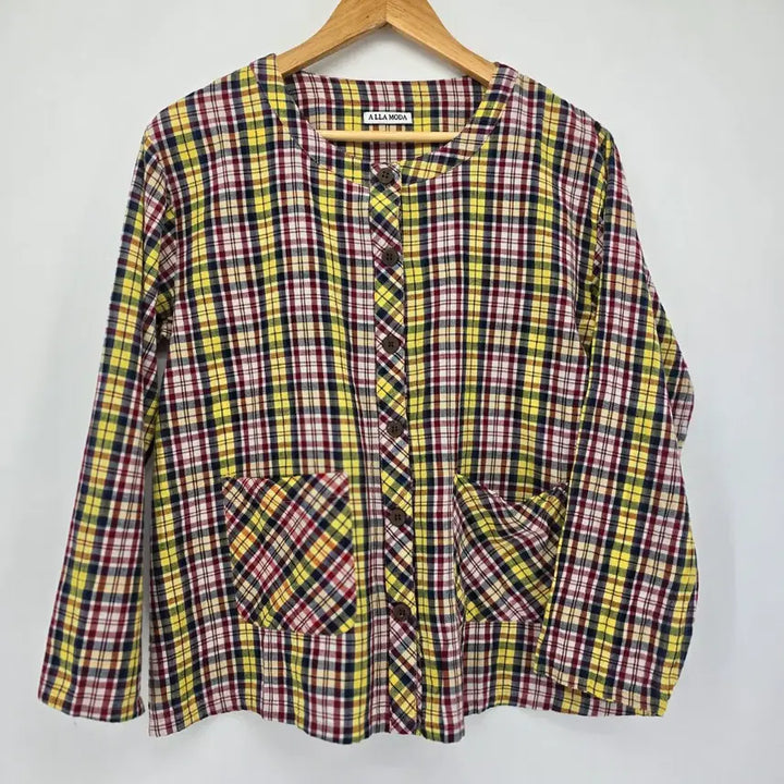 [BUNJANG] ALLA MODA Vintage Checkered Long Sleeve Shirt / 일본 빈티지 알라모다 체크무늬 긴팔 남방
