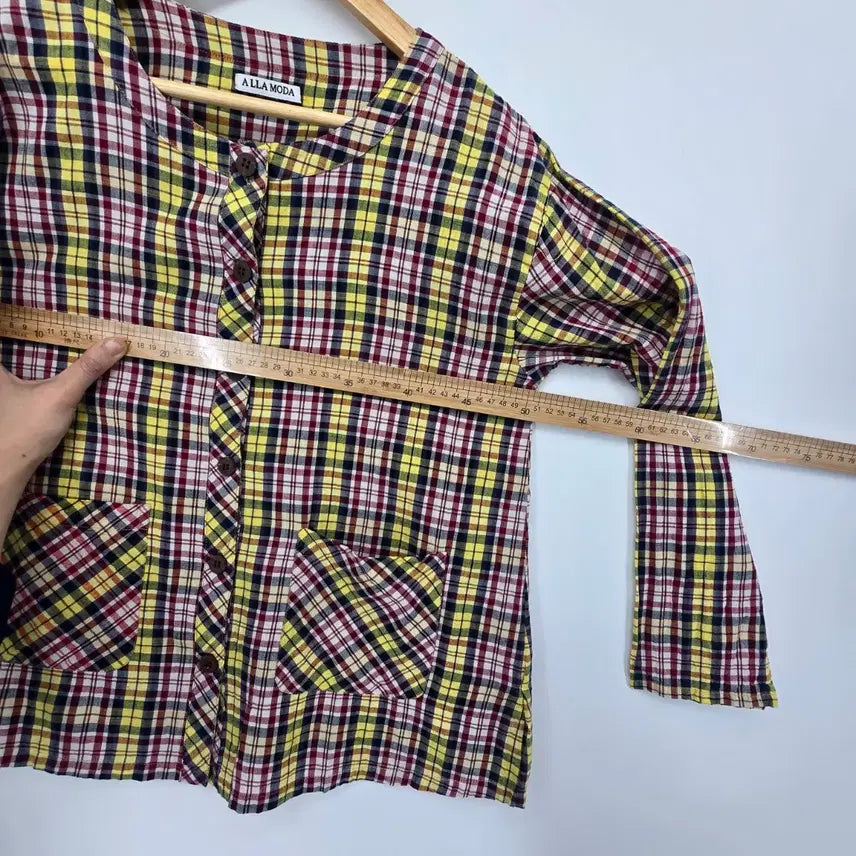 [BUNJANG] ALLA MODA Vintage Checkered Long Sleeve Shirt / 일본 빈티지 알라모다 체크무늬 긴팔 남방