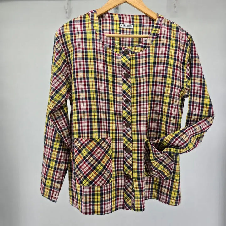 [BUNJANG] ALLA MODA Vintage Checkered Long Sleeve Shirt / 일본 빈티지 알라모다 체크무늬 긴팔 남방