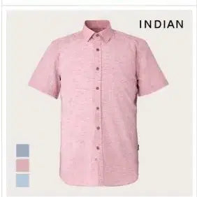 [BUNJANG] INDIAN Linen Blend Solid Short Sleeve Shirt / INDIAN110 새제품택부착 미개봉 린넨혼방솔리드 반팔셔츠