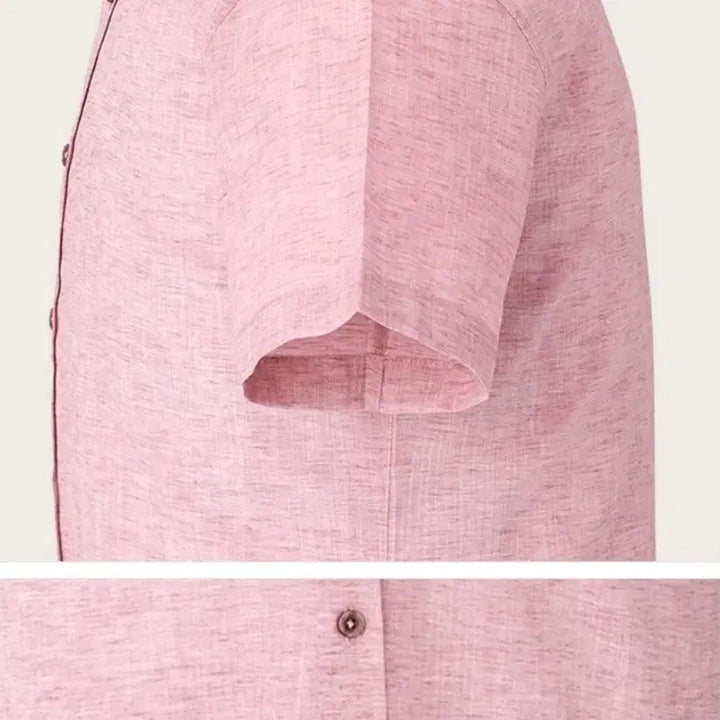 [BUNJANG] INDIAN Linen Blend Solid Short Sleeve Shirt / INDIAN110 새제품택부착 미개봉 린넨혼방솔리드 반팔셔츠