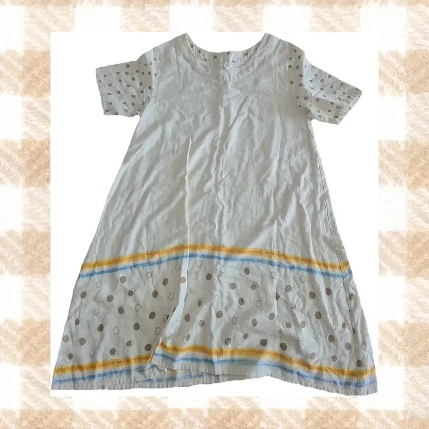 [BUNJANG] Aoi Yuu Ivory Dot Vintage Short Sleeve Dress / 일본빈티지 아오이유우 아이보리 도트 반팔 원피스