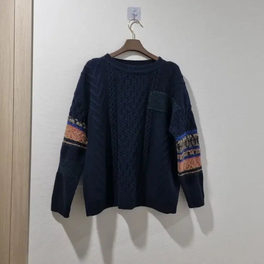 [BUNJANG] SJSJ Navy Cable Knit Sweater / 한섬 SJSJ 네이비 꽈배기 니트