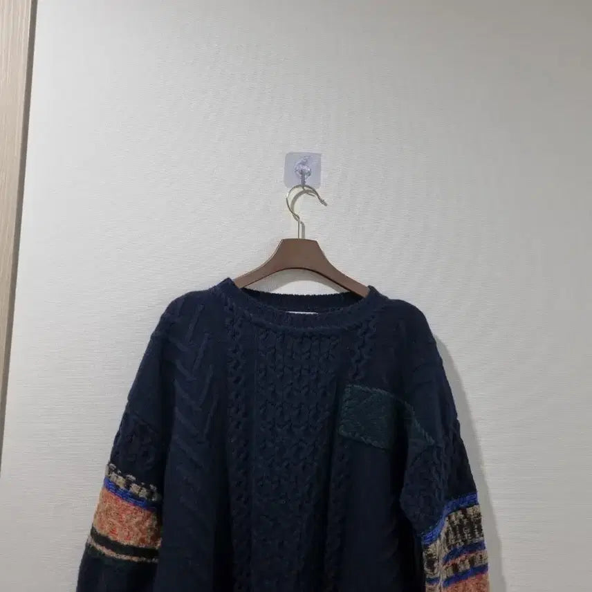 [BUNJANG] SJSJ Navy Cable Knit Sweater / 한섬 SJSJ 네이비 꽈배기 니트