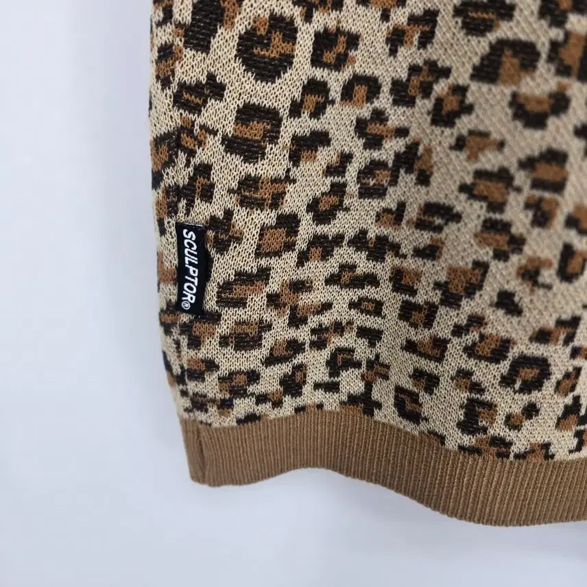 [BUNJANG] SCULPTOR Leopard Short Sleeve Knit Top / SCULPTOR 레오파드 반팔 니트티