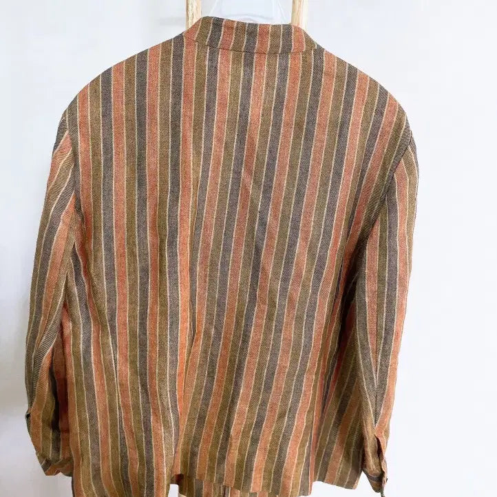[BUNJANG] Daks Linen Stripe 7-part No-collar Jacket / 몽빈티지(77)닥스여자린넨100%스트라이프7부노카라자켓