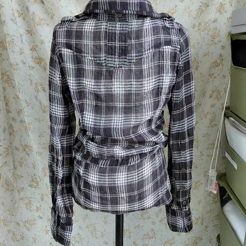[SOLD OUT] [빈티지] 체크 셔츠 허리 묶음 스타일