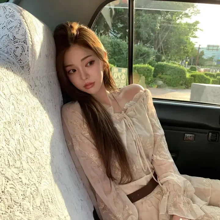 [BUNJANG] More Rich Momo Chiffon Frill Off-Shoulder Dress / 모어리치 모모치 프릴캉캉 오프숄더 원피스