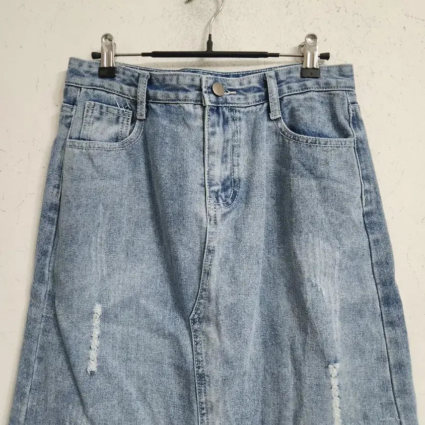 [BUNJANG] Denim Lace Cut Skirt / 데님 레이스 컷팅 스커트 청치마