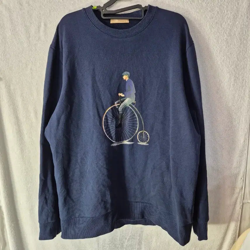 [BUNJANG] Beanpole Navy Bicycle Print Sweatshirt / 105 빈폴 네이비색 자전거 프린팅 맨투맨