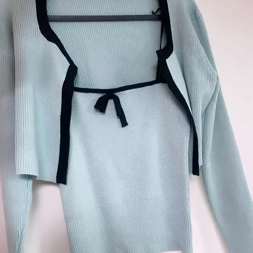 [BUNJANG] Avely Mint Cardigan and Tank Top Set / 민트 나시 가디건 셋업 에이블리 나시