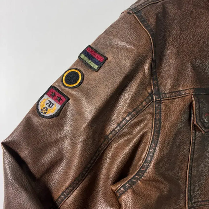 [BUNJANG] Quick Silver Western Leather Racing Jacket / Quick silver  퀵실버 90,s 웨스턴 레더 브라운 레이싱 자켓