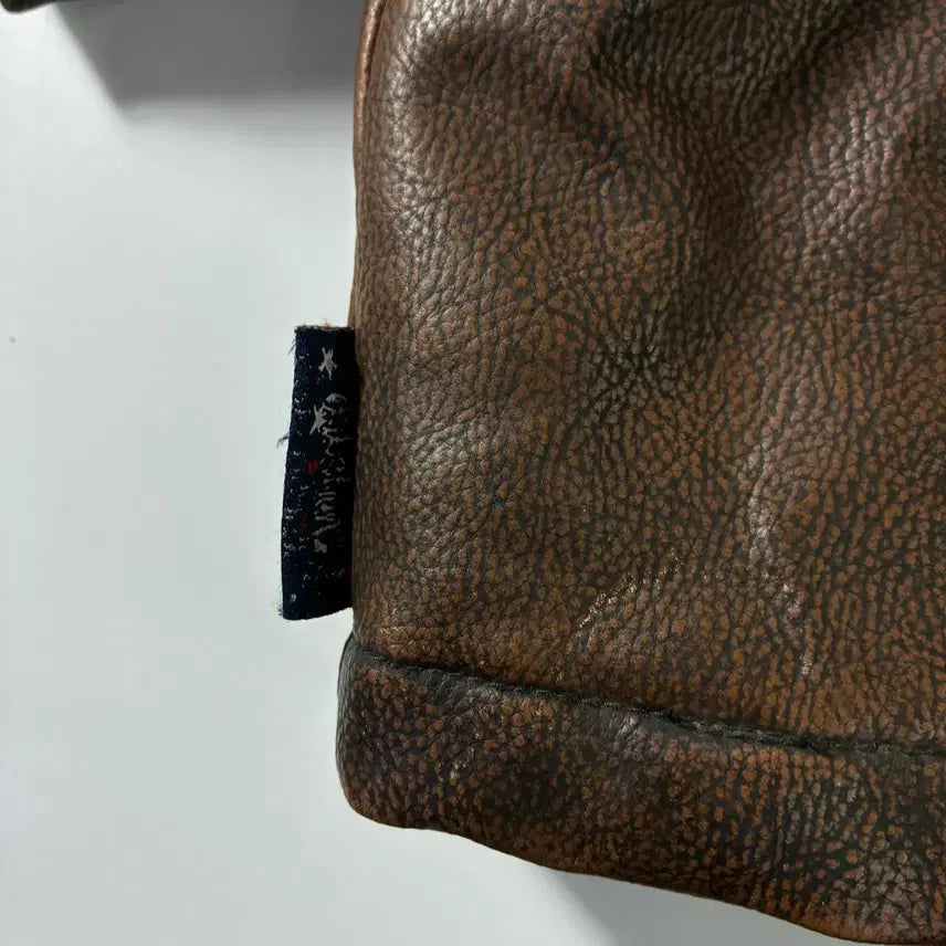 [BUNJANG] Quick Silver Western Leather Racing Jacket / Quick silver  퀵실버 90,s 웨스턴 레더 브라운 레이싱 자켓