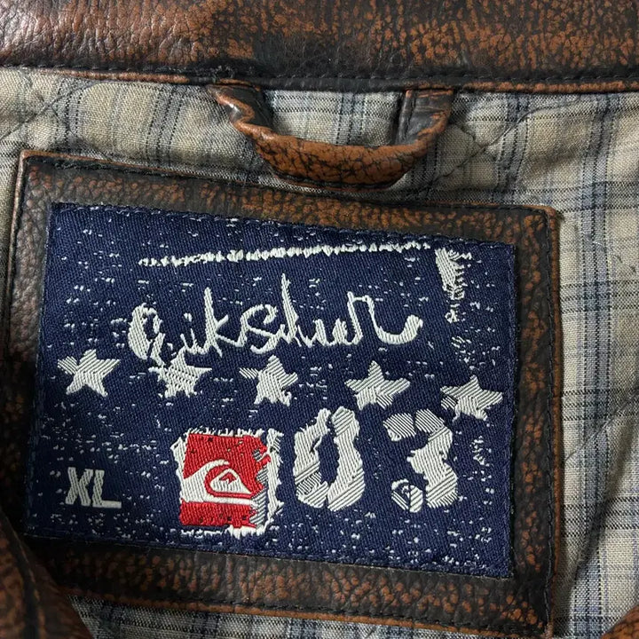 [BUNJANG] Quick Silver Western Leather Racing Jacket / Quick silver  퀵실버 90,s 웨스턴 레더 브라운 레이싱 자켓