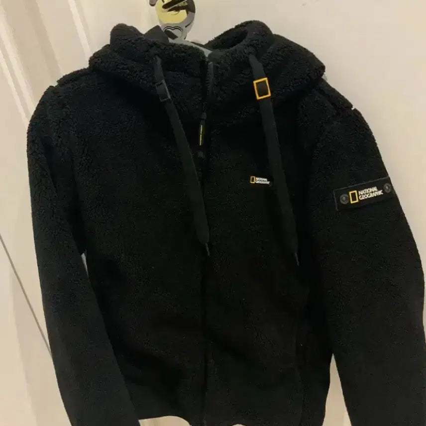 [BUNJANG] National Geographic Fleece Hoodie S Black / 내셔널지오그래픽 양털 후드집업 s 블랙
