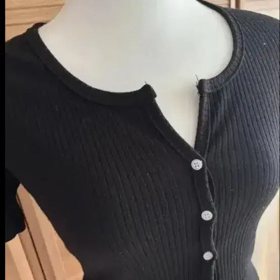[BUNJANG] Black Cropped Knit Cardigan / 블랙 반팔 니트 가디건 크롭 수입의류
