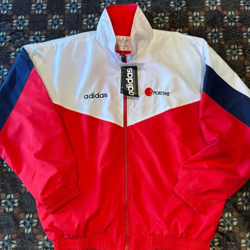 [BUNJANG] Adidas Sportime Track Jacket / 아디다스 SPORTIME 바람막이 화이트/레드