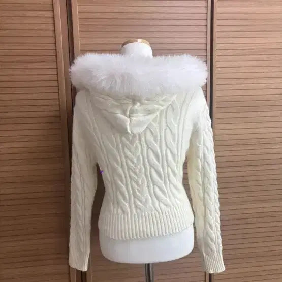 [BUNJANG] Imported Knit Hoodie Zip-up / (새상품급) 꽈배기 니트 후드집업 + 퍼 수입의류