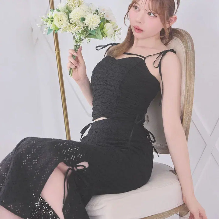 [BUNJANG] Michel Macaron Cotton Lace Set / 미셸마카롱 코튼 레이스 셋업