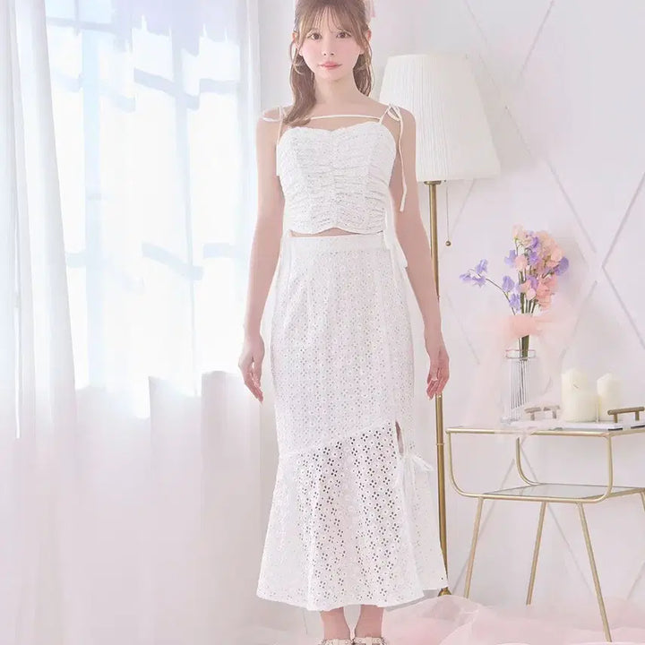 [BUNJANG] Michel Macaron Cotton Lace Set / 미셸마카롱 코튼 레이스 셋업