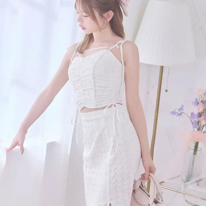 [BUNJANG] Michel Macaron Cotton Lace Set / 미셸마카롱 코튼 레이스 셋업