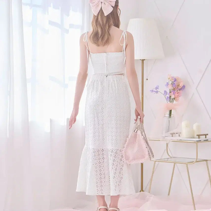 [BUNJANG] Michel Macaron Cotton Lace Set / 미셸마카롱 코튼 레이스 셋업
