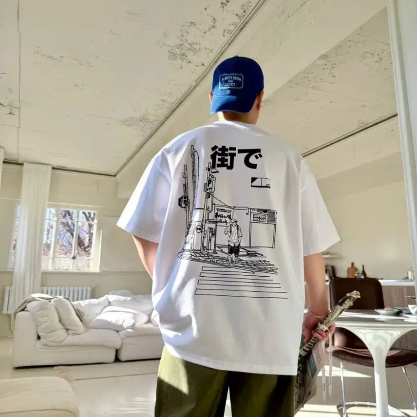 [BUNJANG] Japanese Street Print T-shirt / 일본거리반팔