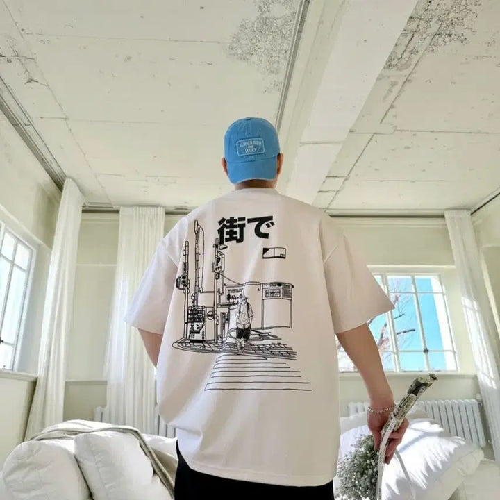 [BUNJANG] Japanese Street Print T-shirt / 일본거리반팔