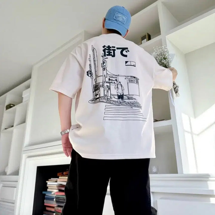 [BUNJANG] Japanese Street Print T-shirt / 일본거리반팔