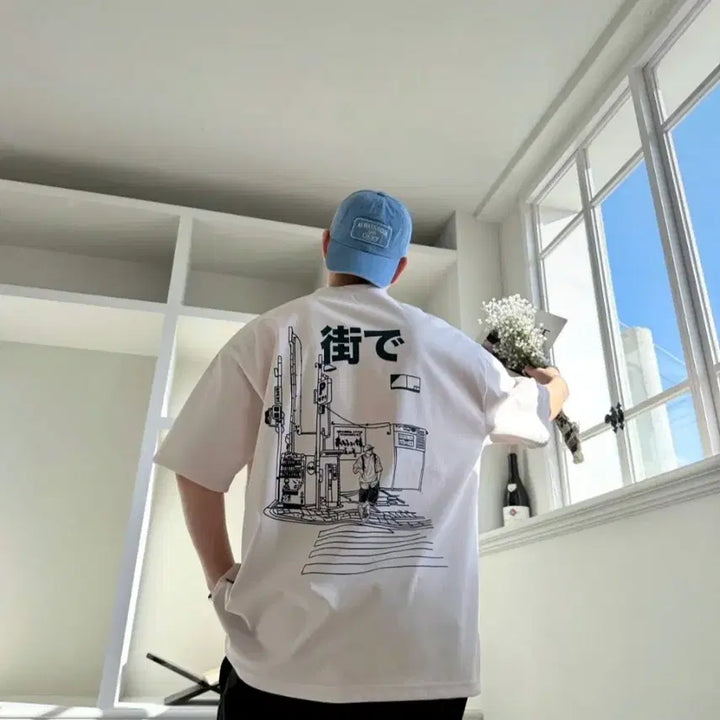 [BUNJANG] Japanese Street Print T-shirt / 일본거리반팔