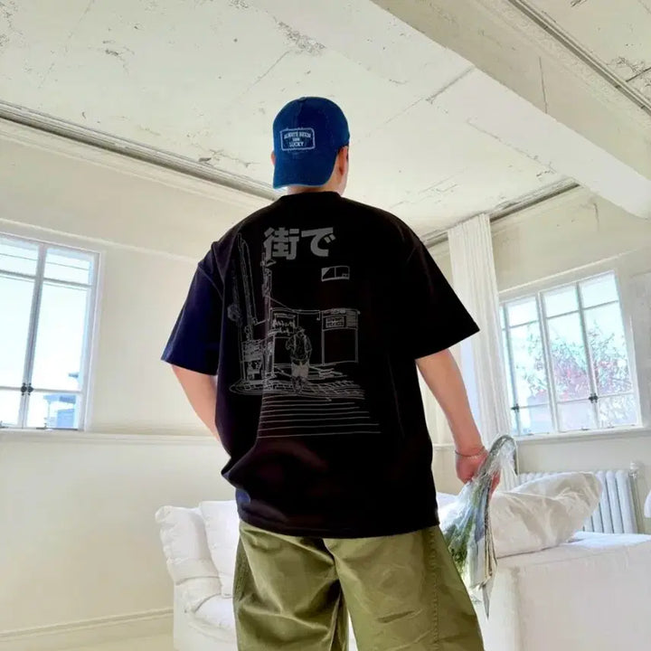[BUNJANG] Japanese Street Print T-shirt / 일본거리반팔