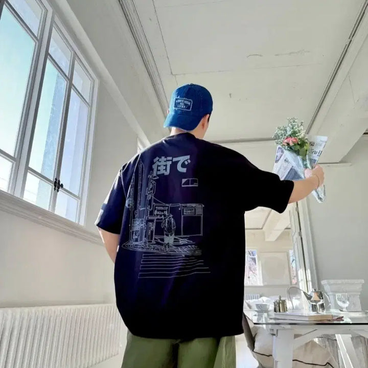[BUNJANG] Japanese Street Print T-shirt / 일본거리반팔