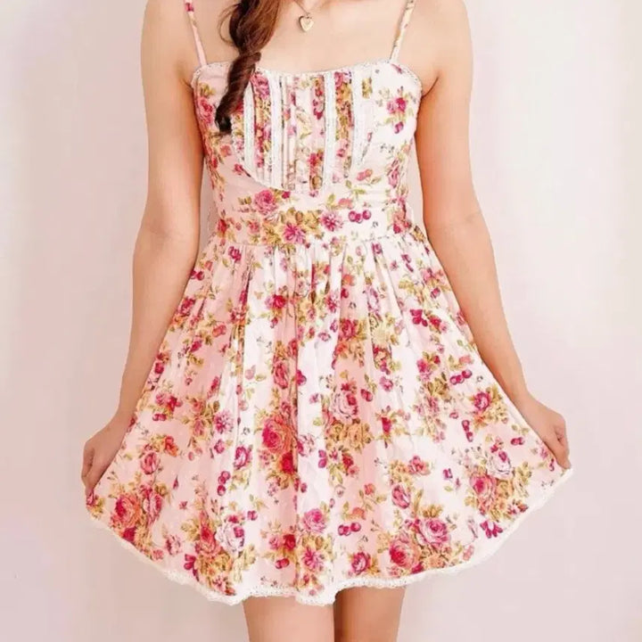 [BUNJANG] Liz Lisa Vintage Floral Mini Dress / 빈티지 리즈리사 고전 플로럴 미니원피스