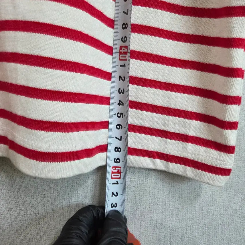 [BUNJANG] JJ1075 Red Striped Short Sleeve T-shirt / 여성 레드 스트라이프 반팔 티셔츠 백리본 F JJ1075
