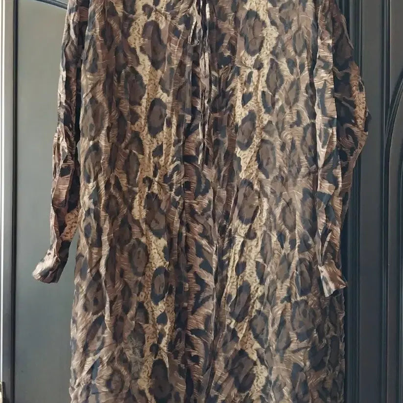 [BUNJANG] Leopard Print Long Dress Brown / 레오파드 견 원피스 브라운