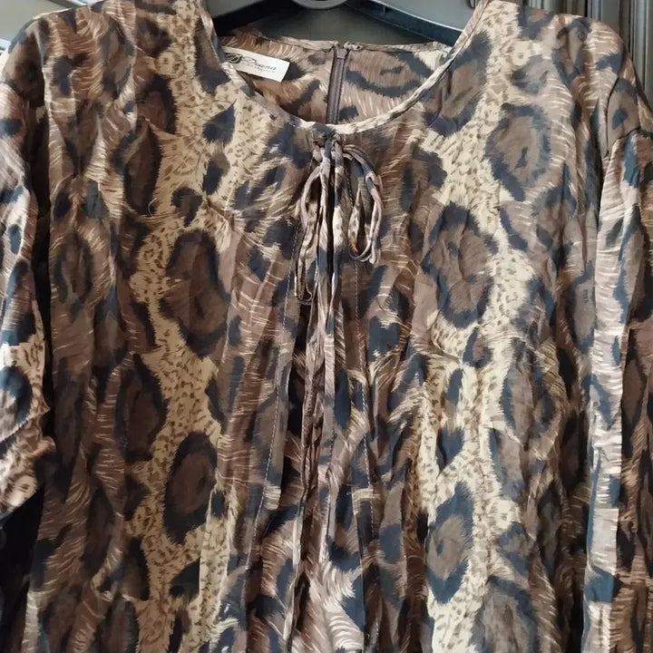 [BUNJANG] Leopard Print Long Dress Brown / 레오파드 견 원피스 브라운